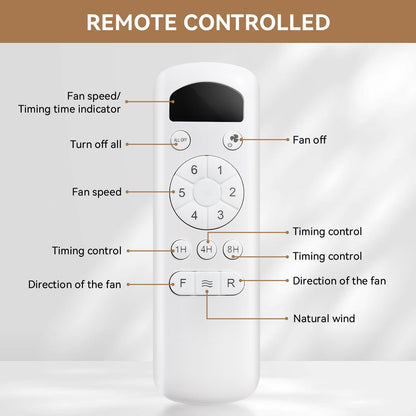 52 inch Modern Solid Wood / ABS Ceiling Fan With Remote Control(No Light),6 WInd Speed,Reversible Airflow
