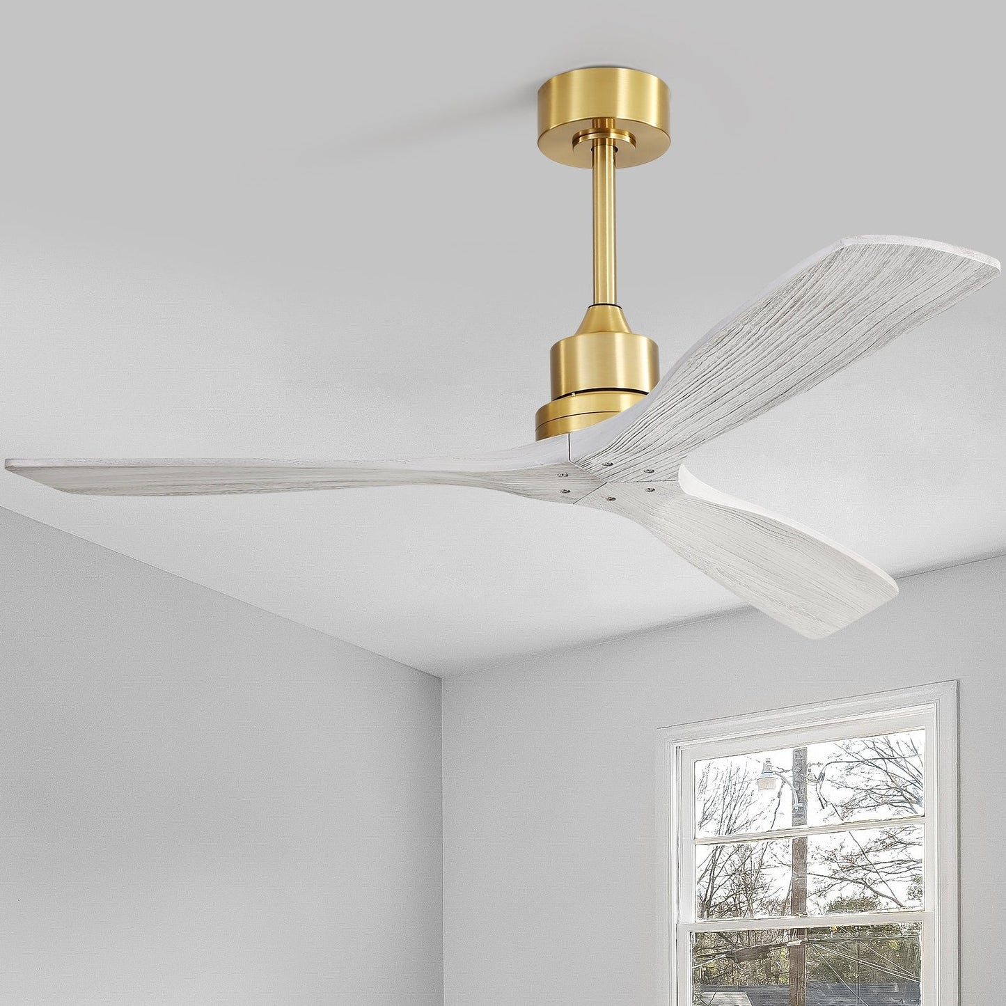 52 inch Modern Solid Wood / ABS Ceiling Fan With Remote Control(No Light),6 WInd Speed,Reversible Airflow