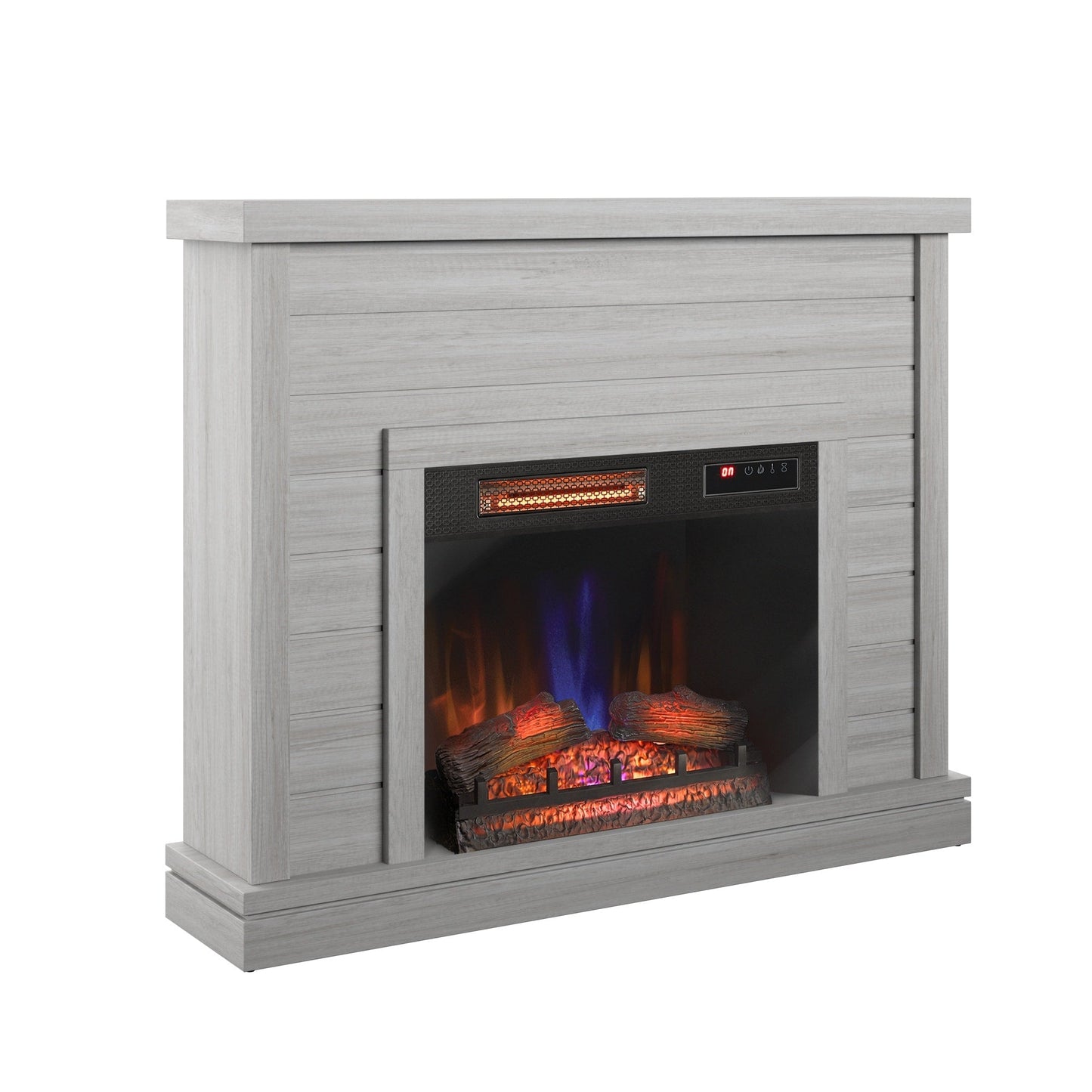 52 Shiplap Wall Mantel with 3D Fireplace Insert