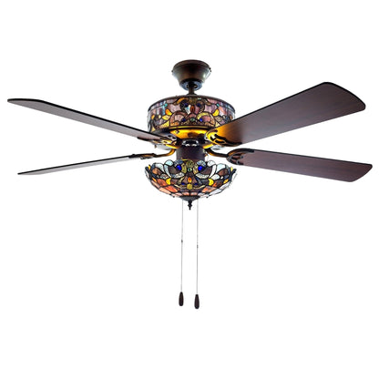 Copper Grove Guasipati 52-inch Tiffany-style Magna Carta Ceiling Fan - 52L x 52W x 16.5