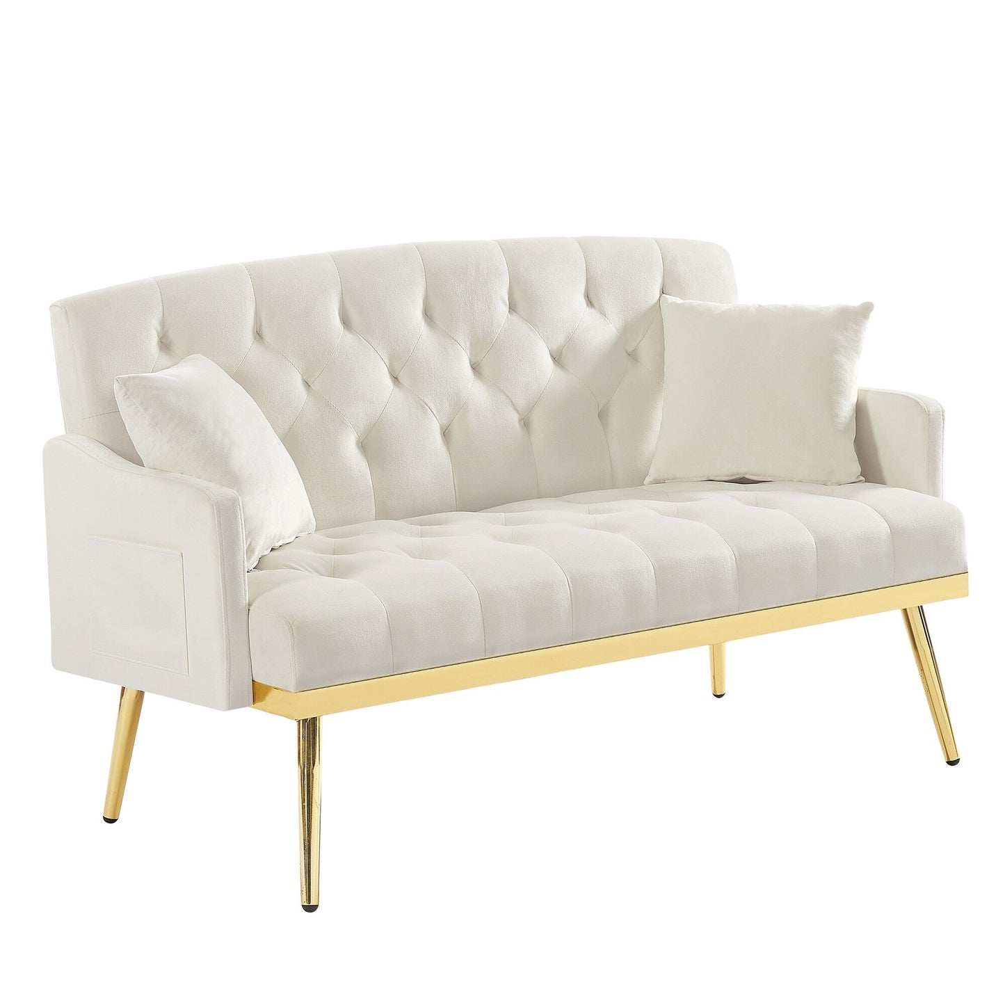 55.5 Velvet 2-Seater Sofa with 2 Pillows, Contemporary Design, and Easy Assembly