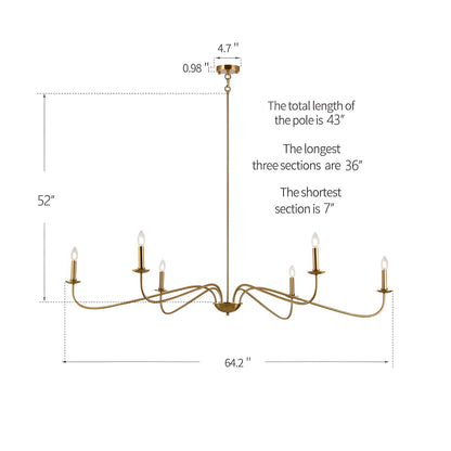 6-Light Classic French Minialist Chandelier with Candle-Style Lighting