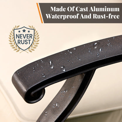 MAISON ARTS Cast Aluminum Dining Chairs/Patio Dining Set with Round Dining Table & 6 Cast Aluminum Patio Chairs