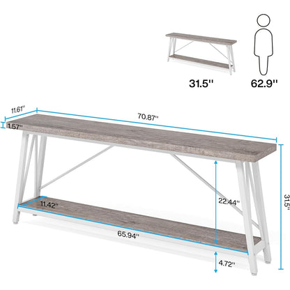 70.9 Inch Extra Long Sofa Table, Industrial Entry Console Table
