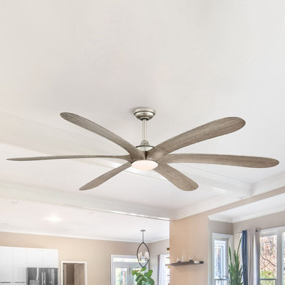 72-inch Driftwood 6-Blade Large DC Ceiling Fan with Light and Remote