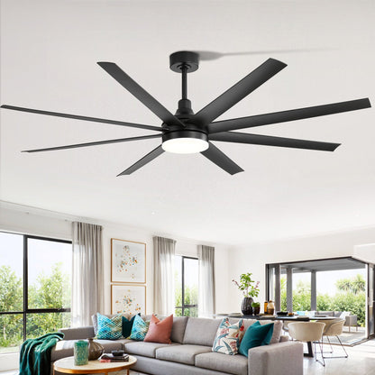 72 Large Ceiling Fans with LED Light Remote Control-8 Blade - 72 Inch