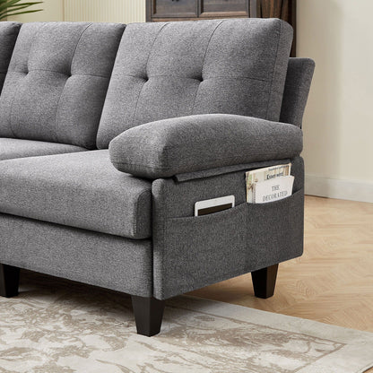 86.22 L Shaped Sectional Sofa with Side Storage Pockets