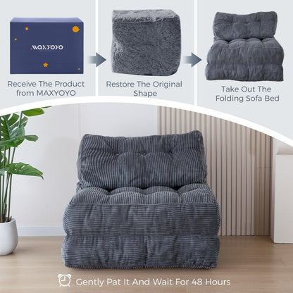 8 Corduroy Folding Couch Sofa Bed,Single