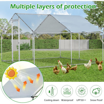 AECOJOY Large Metal Chicken Coop Run Walk-in Metal Chicken Cage