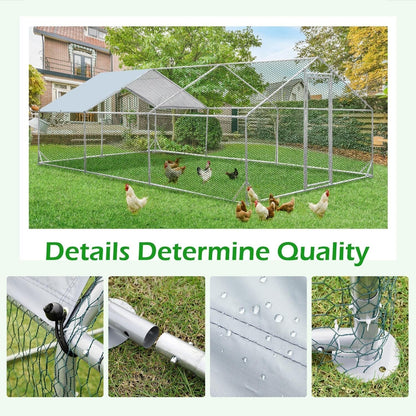 AECOJOY Large Metal Chicken Coop Run Walk-in Metal Chicken Cage
