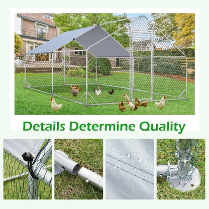 AECOJOY Large Metal Chicken Coop Run Walk-in Metal Chicken Cage