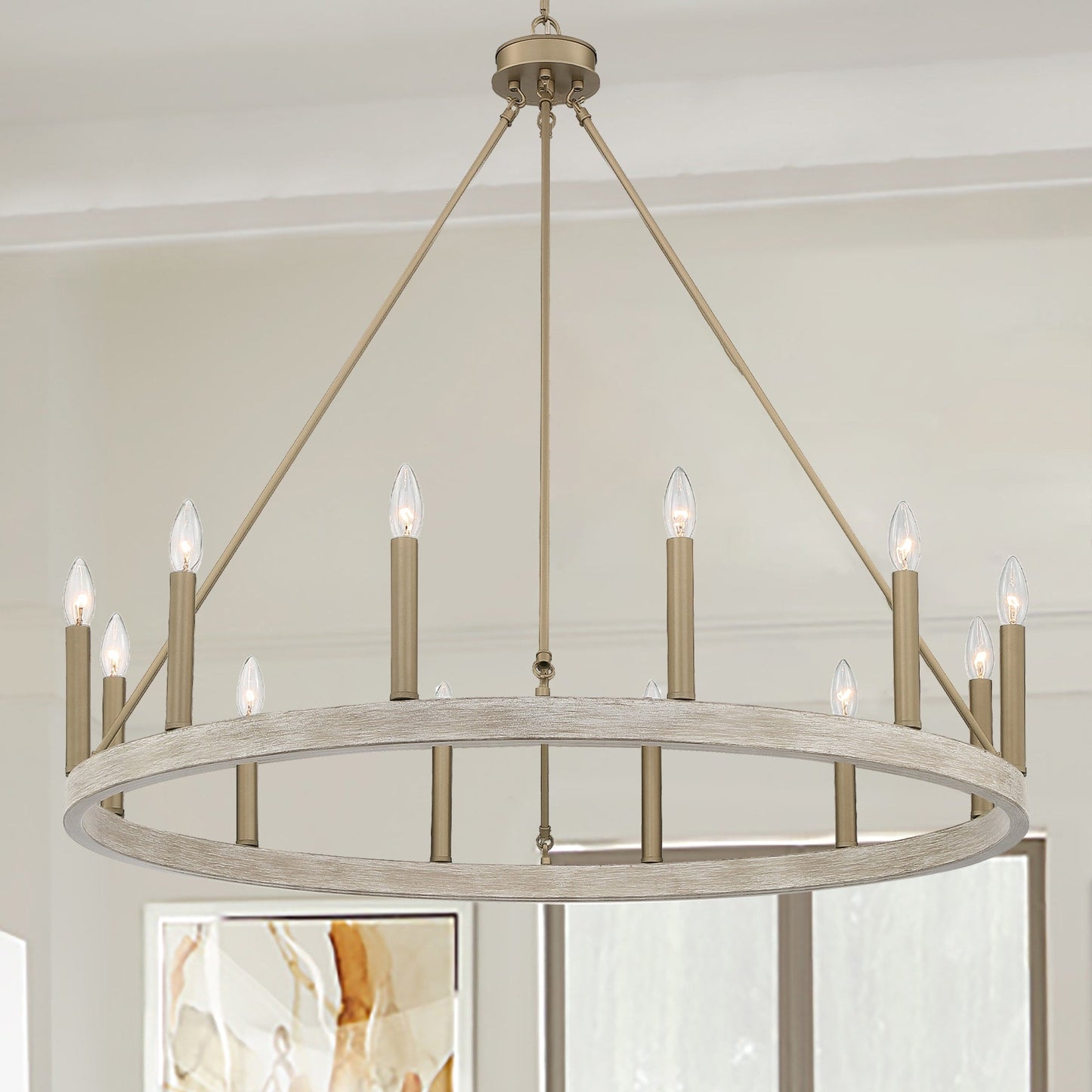 Acroma 12-light Farmhouse 40In Wagon Wheel Chandelier with UL - 40'' D x 138'' H
