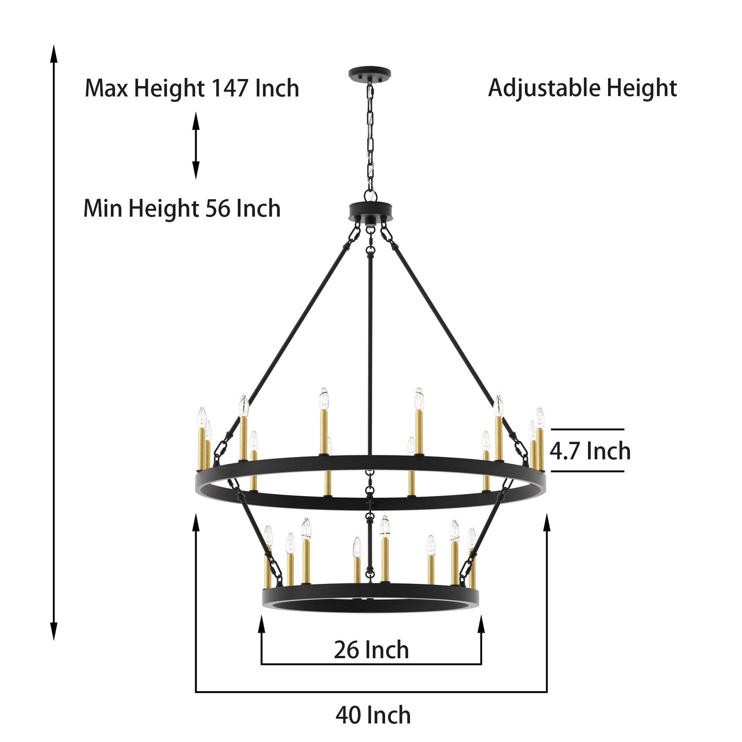 Acroma 20-light Modern Farmhouse 40In Round Wagon Wheel Chandelier with UL