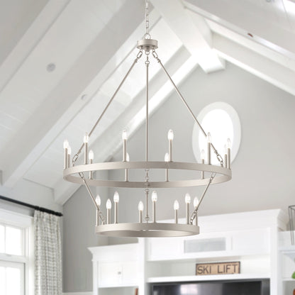 Acroma 20-light Modern Farmhouse 40In Round Wagon Wheel Chandelier with UL