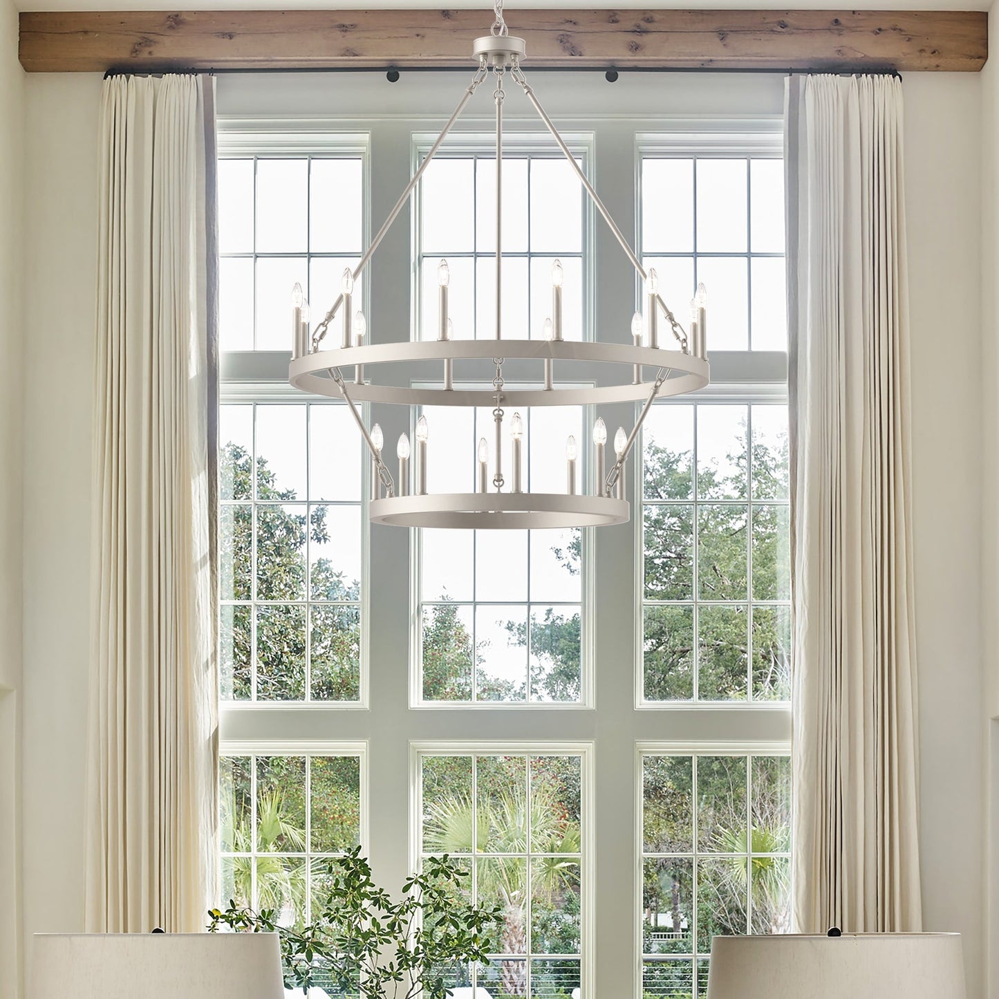 Acroma 20-light Modern Farmhouse 40In Round Wagon Wheel Chandelier with UL