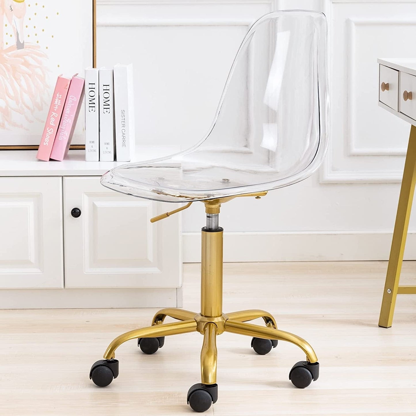 Acrylic Swivel adjustable height Armless Home office Rolling Chair