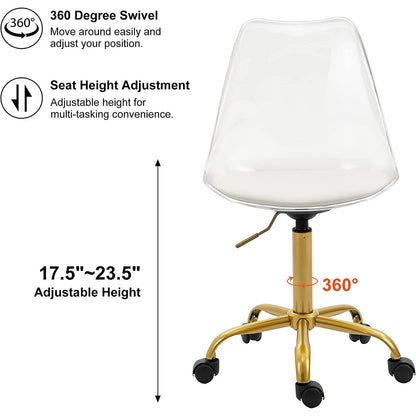 Acrylic Swivel adjustable height Armless Home office Rolling Chair