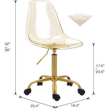 Acrylic Swivel adjustable height Armless Home office Rolling Chair