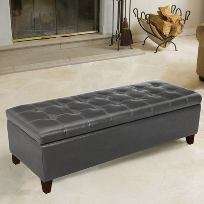 Adeco 50 Bonded Leather Storage Ottoman Bench