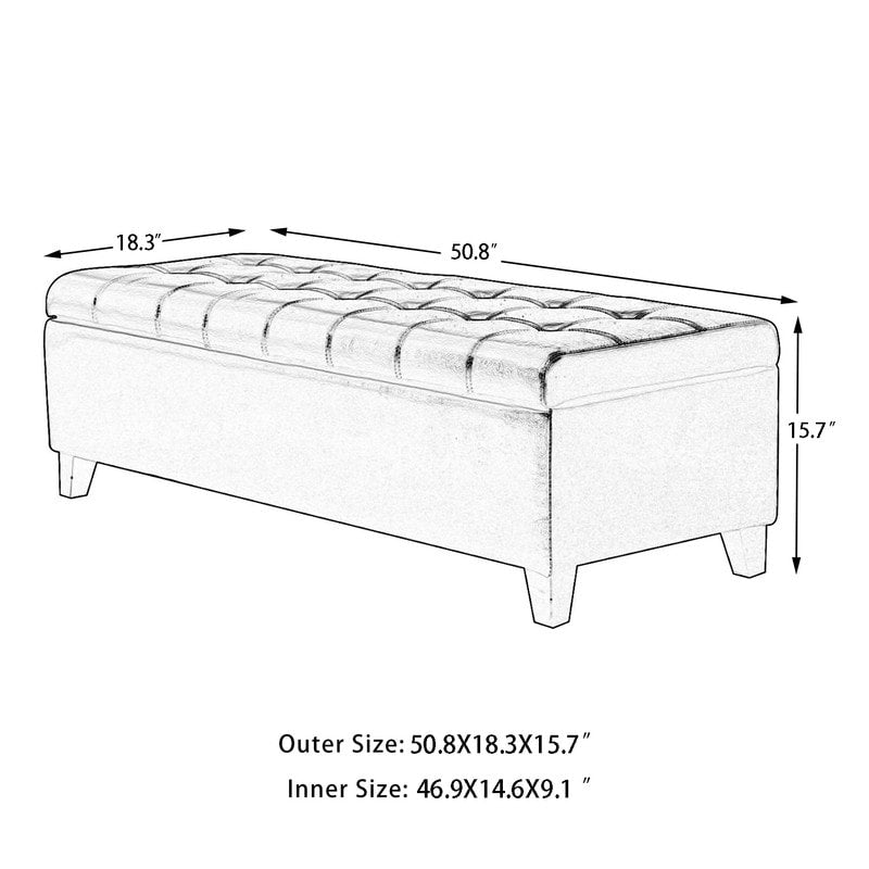 Adeco 50 Bonded Leather Storage Ottoman Bench