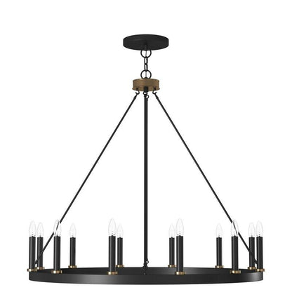 Acroma 12-light Farmhouse 40In Wagon Wheel Chandelier with UL - 40'' D x 138'' H