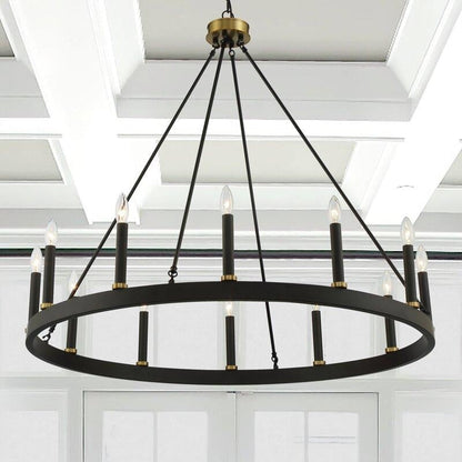 Acroma 12-light Farmhouse 40In Wagon Wheel Chandelier with UL - 40'' D x 138'' H
