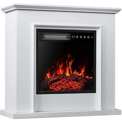 BOSSIN 43 Electric Fireplace with Mantel, 23 inch Electric Fireplace Insert,Freestanding TV Stand with Fireplace Wooden Firebox