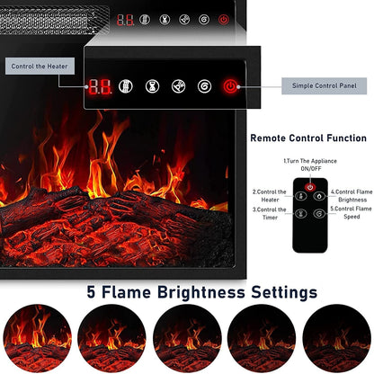 BOSSIN 43 Electric Fireplace with Mantel, 23 inch Electric Fireplace Insert,Freestanding TV Stand with Fireplace Wooden Firebox