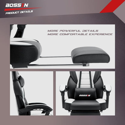 BOSSIN Racing Style Gaming Chair,300 lbs Big and Tall gamer chair High Back Computer Chair