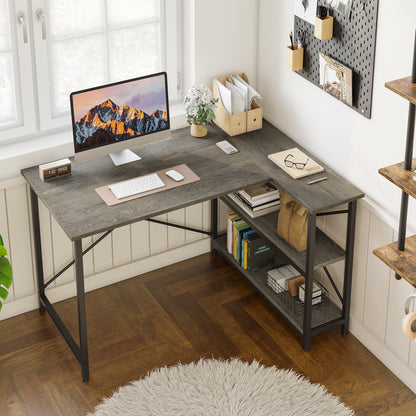 Small L Shaped Desk with Storage Shelves Corner Computer Desk