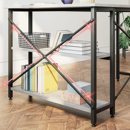 Small L Shaped Desk with Storage Shelves Corner Computer Desk