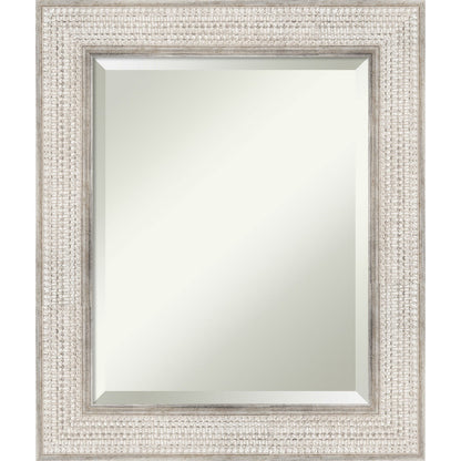 Beveled Wood Bathroom Wall Mirror - Trellis Silver Frame - Trellis Silver