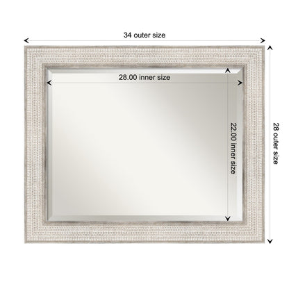 Beveled Wood Bathroom Wall Mirror - Trellis Silver Frame - Trellis Silver