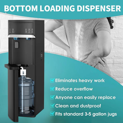 Black 3 in 1 Hot and Cold Water Dispensers with Ice Maker
