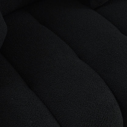 Black Teddy 3-seater Sofa with Back Pillows and Wood Frame