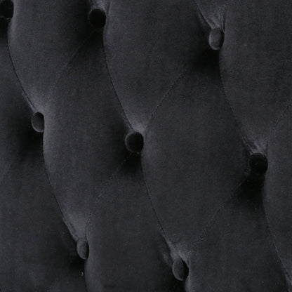 Black Velvet Button Tufted High Wingback Loveseat Sofa