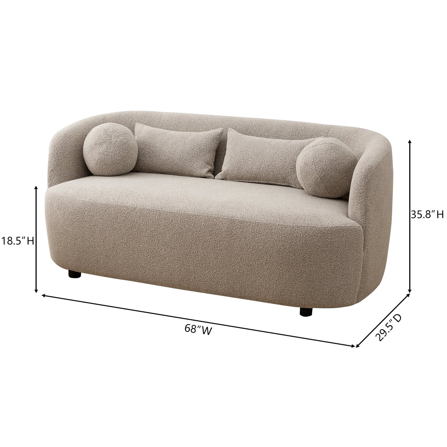 KINWELL Boucle Upholstered 2-Seats Loveseat with Pillows