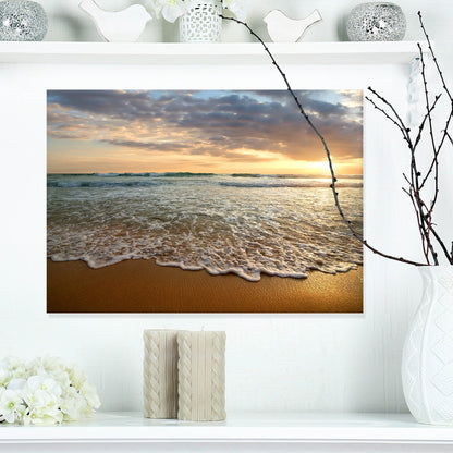 Bright Cloudy Sunset in Calm Ocean - Contemporary Seascape Art Canvas
