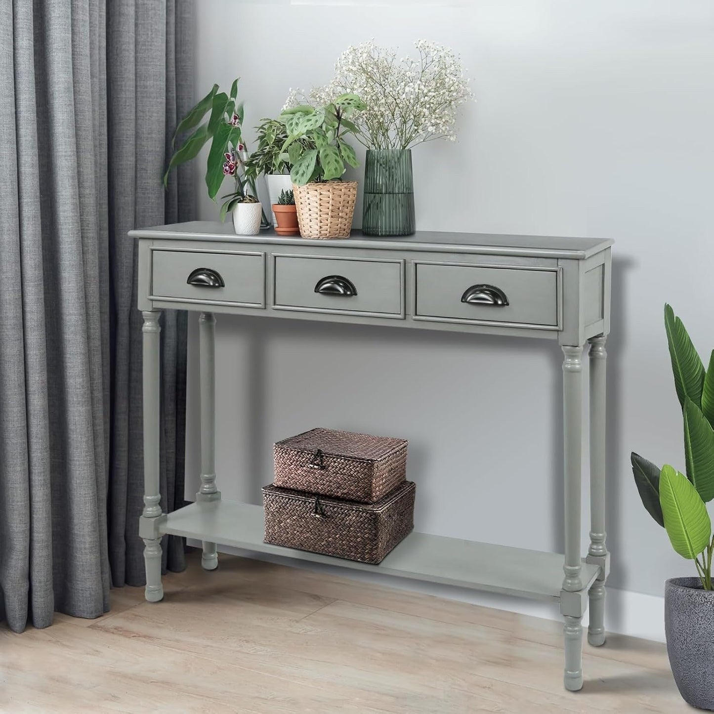 Burlington Wood 3-drawer Console Hallway Table