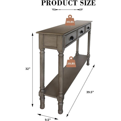Burlington Wood 3-drawer Console Hallway Table