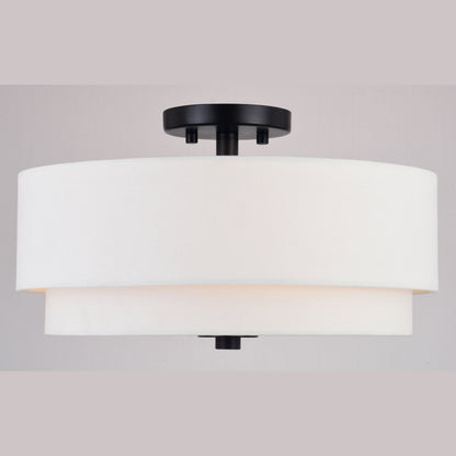 Burnaby Mid-Century Modern Ceiling Mount Light White Linen Drum Shade
