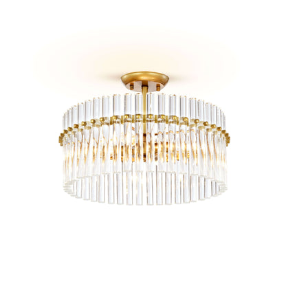 Casandra 4-light Brushed Brass Crystal Flush Mount