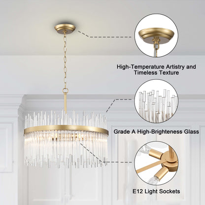 Casandra 5-light Shiny Bronze Chandelier with Clear Glass Bars - Shiny Bronze