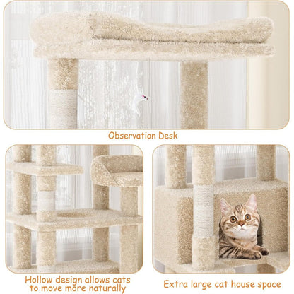 Cat Tree, Multi-Level Cat Tower Condo with Scrating Post