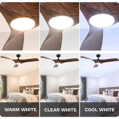 Ceiling Fan Light, 52 Ceiling Fan w/ Remote, LED Dimmable Tri-Color Temperature