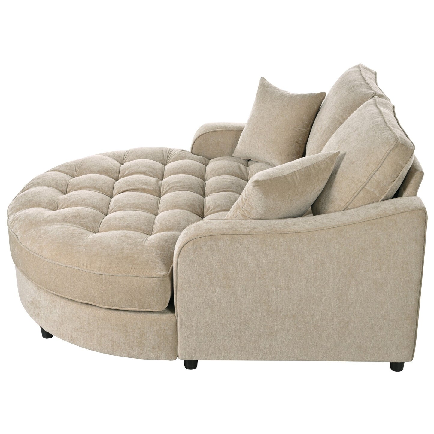 Chenille Chaise Lounge Sofa Bed, Upholstered Sofa Couch with Tufted Backrest and 2 Detachable Pillows for Living Room