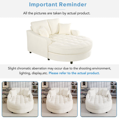 Chenille Chaise Lounge Sofa Bed, Upholstered Sofa Couch with Tufted Backrest and 2 Detachable Pillows for Living Room