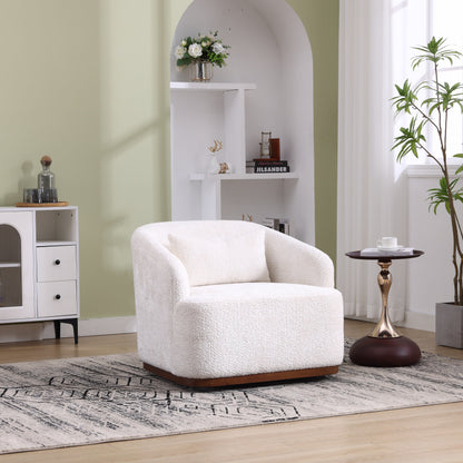 Chenille Swivel Barrel Chair, 360-Degree Comfy Accent Sofa for Living Room, Bedroom, and Study with Removable Cushion