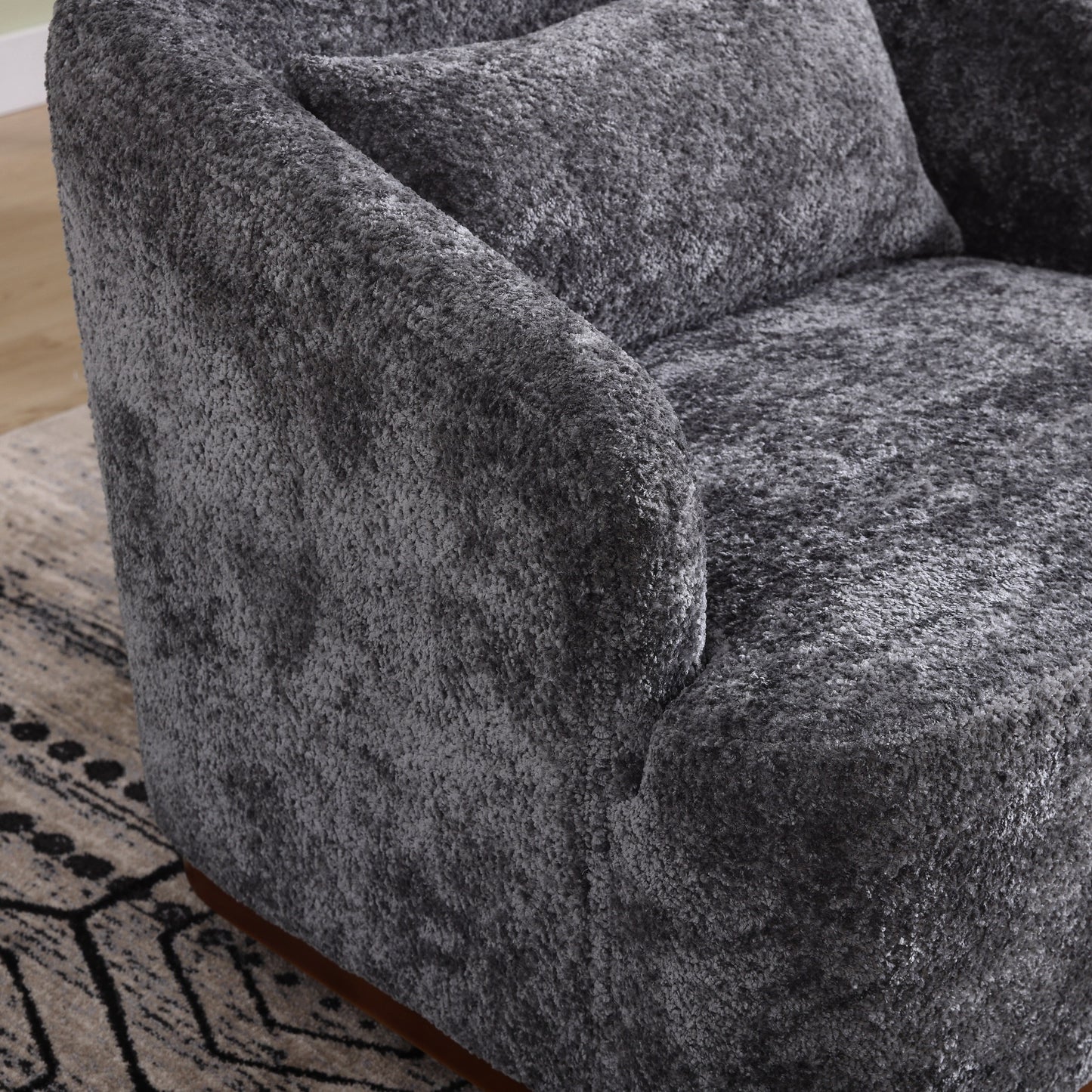 Chenille Swivel Barrel Chair, 360-Degree Comfy Accent Sofa for Living Room, Bedroom, and Study with Removable Cushion