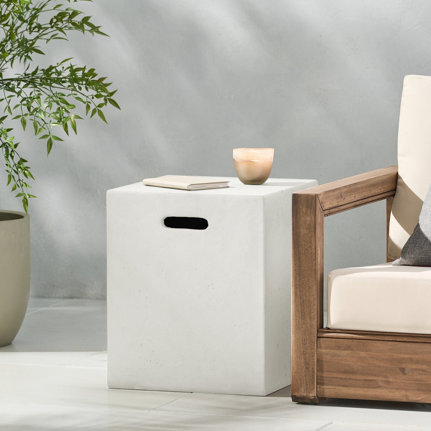 Christopher Knight Home - Aidan Outdoor Lightweight Concrete Tank Holder Side Table